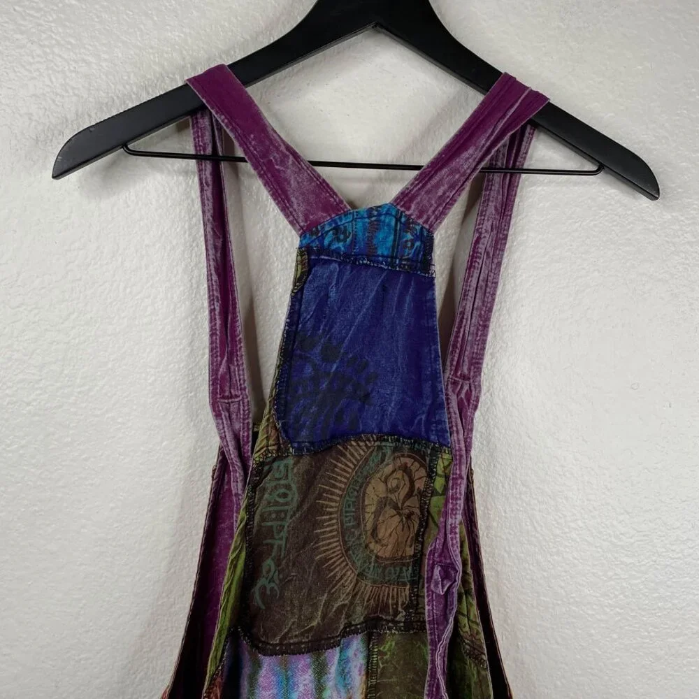 Kathmandu Imports Overalls Jumpsuit Joggers Patchwork Boho Hippie Festival OS - Picture 7 of 11